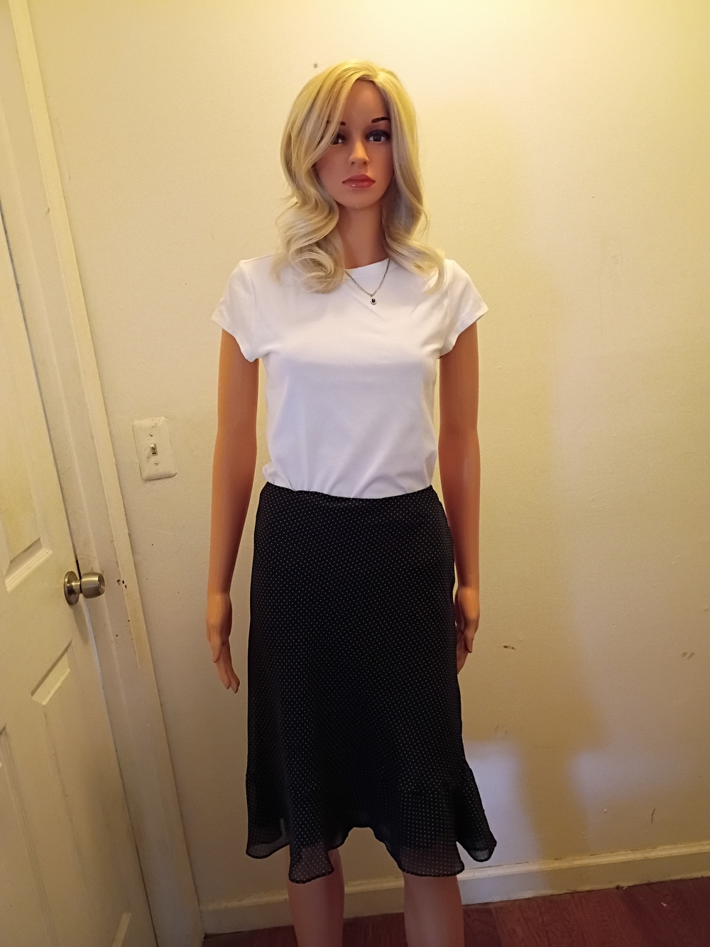 *NWOT* Chaps Black Polka Dot Midi Skirt